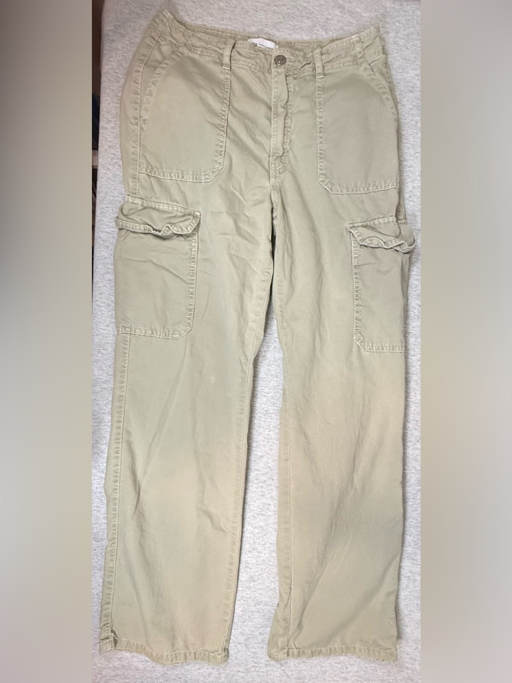 Zara Cotton Utility Cargo Pants Sand Beige - Size 4